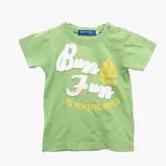 ベベ bebe ベビー服 Tシャツ カットソー クルーネック 半袖 コットン 綿 プリント ヨット 英字 90 ライムグリーン 緑 /HT8