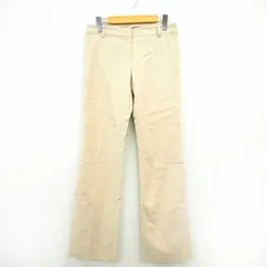 インタープラネット INTERPLANET スラックスパンツ 無地 ロング シンプル コットン 綿 36 ベージュ 薄茶 /MT46