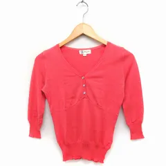 エムケー ミッシェルクラン MK MICHEL KLEIN Vネック ニット セーター 七分袖 無地 コットン 綿 38 ピンク /FT18