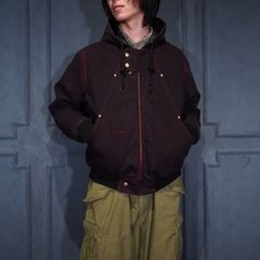 USA VINTAGE Richlu STITCH DESIGN ZIP UP HOODIE DOWN DUCK BLOUSON MADE IN CANADA/アメリカ古着ステッチデザインジップアップフーディダウンダックブルゾン