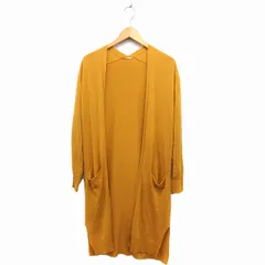 グリーンレーベルリラクシング ユナイテッドアローズ green label relaxing オープン カーディガン ニット ロング丈 スリット 無地 マスタード カラシ /FT20