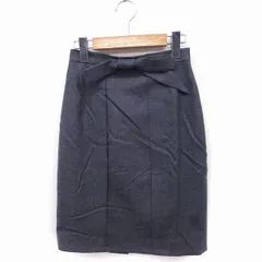 ジャスグリッティー JUSGLITTY タイトスカート ひざ丈 スリット リボン ウール 0 チャコールグレー /FT36