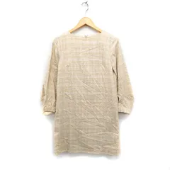 ロペピクニック ROPE Picnic チェック柄 ワンピース 長袖 ひざ丈 丸首 ストレート 38 ベージュ /FT3