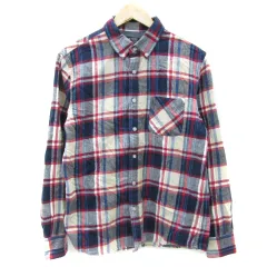 ビームスハート BEAMS HEART カジュアルシャツ 長袖 ボタンダウン チェック柄 マルチカラー M ネイビー 紺 /YM21