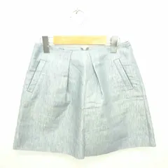 ユナイテッドアローズ UNITED ARROWS TOKYO スカート 台形 ミニ 薄手 バックジップ 無地 麻 リネン混 36 青 ブルー /TT32