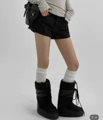 BLACKUP HOT Face the Sun ノンフェイド ショート デニムパンツ ブラック M