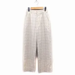 アズールバイマウジー AZUL by moussy チェック柄 ストレート パンツ センタープレス 綿麻 S ベージュ /FT17