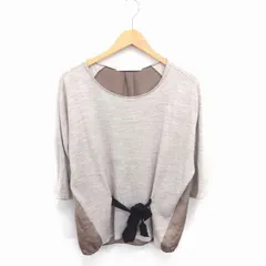 スピック&スパン Spick&Span ニット セーター 切替 丸首 薄手 ウール混 七分袖 ライトベージュ 薄茶 /TT22