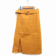 マーキュリーデュオ MERCURYDUO Aライン スカート ロング ミモレ丈 コットン 綿 デニム スリット ベルト S マスタード からし /HT6