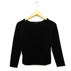 ケーティー キヨコ タカセ  K.T KIYOKO TAKASE ニット カットソー ウール フリル シフォン Vネック クロップド 長袖 9 黒 ブラック /NT5