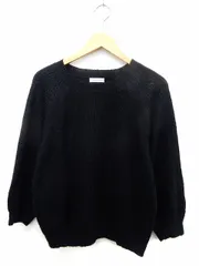 イーハイフンワールドギャラリー E HYPHEN WORLD GALLERY ニット セーター プルオーバー 長袖 シンプル F ブラック /ST8
