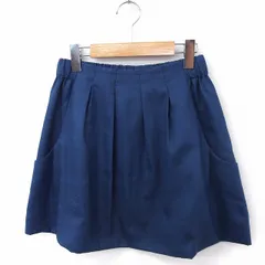 アナトリエ ANATELIER スカート 台形 ミニ 無地 シンプル ゴム 34 ブルー 青 /FT1