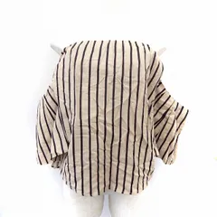 パーソン＆ピープル カットソー Tシャツ 半袖 ストライプ オフショルダー 綿 コットン F ベージュ /ST40