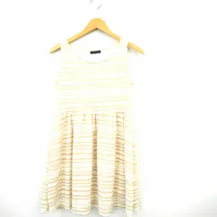 オペーク OPAQUE ワンピース ボーダー 丸首 ひざ丈 袖なし ノースリーブ 38 アイボリー ベージュ 薄茶 /MT36