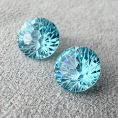 【8mm｜ペア】ジルコニア ルース 花火カット ブルー系 No.6 スタッドピアス・イヤリング主石向き