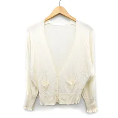 ココディール COCO DEAL ニット カーディガン 無地 シンプル フリル 切替リブ 長袖 Vネック アンゴラ混 ライトベージュ /HT26