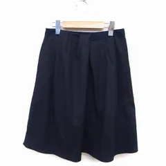 ニコアンド Niko and.. タック フレア スカート ひざ丈 無地 シンプル 3 ネイビー 紺 /FT1