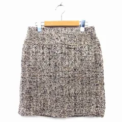 ボールジー BALLSEY トゥモローランド ツイード スカート 台形 ミニ 膝上 ウール混 ラメ混 ライン 38 ダークベージュ /HT10