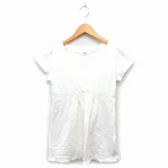 ナチュラルビューティーベーシック NATURAL BEAUTY BASIC カットソー クロスVネック シルク混 コットン混 ギャザー 無地 半袖 M 白 ホワイト /NT28