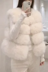 新品/*即日発送* 冬 ファーベスト ベスト アイボリー