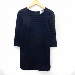 カオン Kaon ワンピース 膝丈 七分袖 ボーダー ショルダージッパー FREE ネイビー /ST42