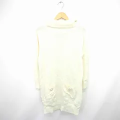 ルゥデルゥ Rew de Rew ワンピース ひざ丈 ニット タートルネック ケーブル編み ビーズ装飾 ウール混 長袖 38 アイボリー /TT42