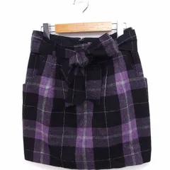 プロポーション ボディドレッシング PROPORTION BODY DRESSING スカート チェック 台形 ミニ ウール 2 パープル 紫 /FT45