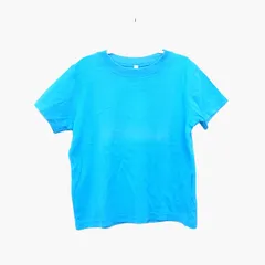 子供服 Tシャツ カットソー クルーネック 半袖 コットン 綿 無地 シンプル 120 ライトブルー 青 /HT12 N