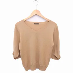 ローズバッド ROSE BUD ニット セーター Vネック 無地 シンプル ウール混 七分袖 F ベージュ 茶 /TT26