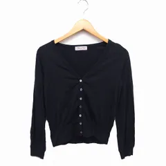 スピック&スパン Spick&Span カーディガン Vネック 無地 ニット ウール混 コットン 綿 ブラック 黒 /FT29