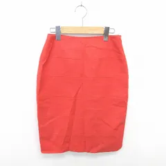 ユナイテッドアローズ UNITED ARROWS TOKYO スカート タイト ひざ丈 薄手 無地 シンプル サイドジップ 36 オレンジ /TT39