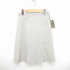 ロートレアモン LAUTREAMONT タグ付き スカート タイト ひざ丈 ストライプ M アイボリー グレー 白 灰 /TT34
