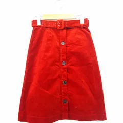 フリーズマート Free's Mart スカート 台形 無地 コーデュロイ ミモレ丈 ロング シンプル ベルト コットン 綿 S レッド 赤 /MT13