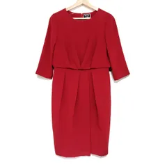 Diagram GRACE CONTINENTAL(ダイアグラム) ワンピース サイズ38 M レディース - レッド クルーネック/七分袖/ひざ丈