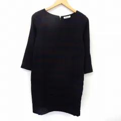 アダムエロペ Adam et Rope' ワンピース 膝丈 七分袖 ボーダー プルオーバー バックジップ 38 ネイビー /ST24