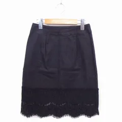 スピック&スパン Spick&Span スカート デニム レース スカラップ タイト ひざ丈 36 ブラック 黒 /FT45