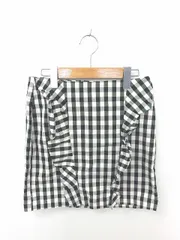 stradivarius スカート タイト ミニ チェック フリル 綿 コットン 36 ブラック アイボリー 黒 白 /TT37