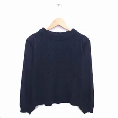 ミスティウーマン mysty woman ニット セーター ハイネック 袖切替 長袖 F ネイビー 紺 /TT30