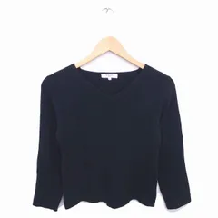 ナチュラルビューティーベーシック NATURAL BEAUTY BASIC ニット セーター Vネック 無地 シンプル 七分袖 M 黒 ブラック /TT18