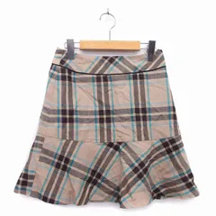 エニィスィス エニシス anySiS フレア スカート ミニ ウール混 チェック 柄 ラメ混 W59～63 キャメル 茶 /HT17