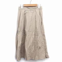 アズールバイマウジー AZUL by moussy フレア スカート ロング ミモレ丈 コットン 綿 デニム タック 薄手 M ベージュ /HT24