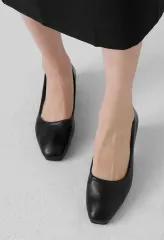 ブラック スクエアトゥ レディース フラット シューズ 245