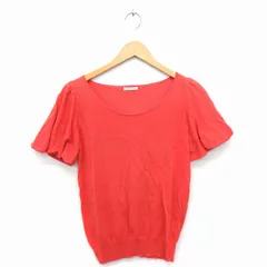 クローラ crolla ニット セーター バルーンスリーブ ボートネック 半袖 無地 コットン 綿 オレンジ /FT9