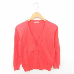 ローズバッド ROSE BUD カーディガン ニット Vネック 薄手 無地 シンプル 綿 コットン 長袖 F 赤 レッド /TT15