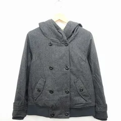 レイカズン Ray cassin コート アウター Pコート ピーコート 中綿 フード 裏起毛 リブ ショート丈 長袖 コットン 綿 ウール混 S ダークグレー /MT11