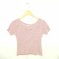 アースミュージック&エコロジー EARTH MUSIC & ECOLOGY サマーニット セーター ボーダー ボートネック 半袖 S 赤 白 レッド ホワイト /TT17