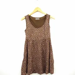 ライザ RYZA ワンピース 花柄 レース 丸首 ミニ ショート 袖なし ノースリーブ コットン 綿 0 ブラウン ピンク 茶 /MT14