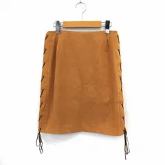 グリーンレーベルリラクシング ユナイテッドアローズ green label relaxing スカート タイト 膝丈 フェイクスエード サイドレースアップ 36 ブラウン /ST7