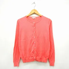 アースミュージック&エコロジー EARTH MUSIC & ECOLOGY カーディガン ニット 無地 リブ 丸首 長袖 M ピンク /MT29