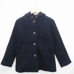 スタディオクリップ Studio Clip コート アウター ステンカラー フード 無地 シンプル ショート丈 長袖 コットン 綿 ウール混 ネイビー 紺 /MT14